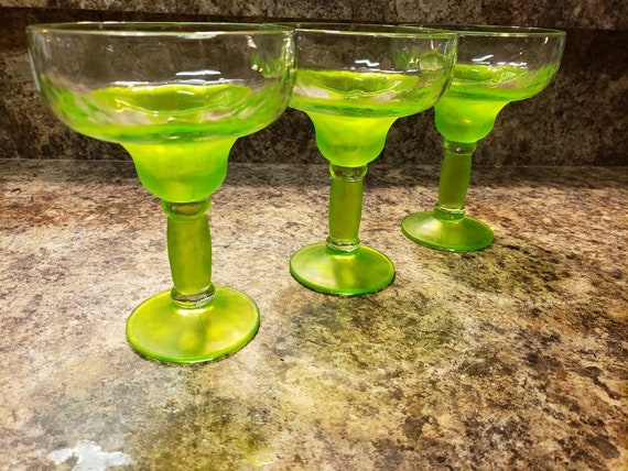 MARGARITA GLASS - Custom Color - Colored Glassware - Holiday Gift - Birthday Gift - Bachelorete Party - Wedding Gifts - Frosted Green Glass