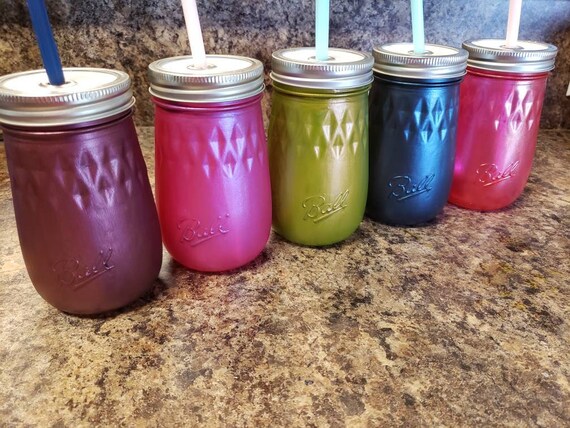 Ball Fluted Mason Jar Tumbler - Shimmer Colors - 16oz Glass - One of a Kind Gift