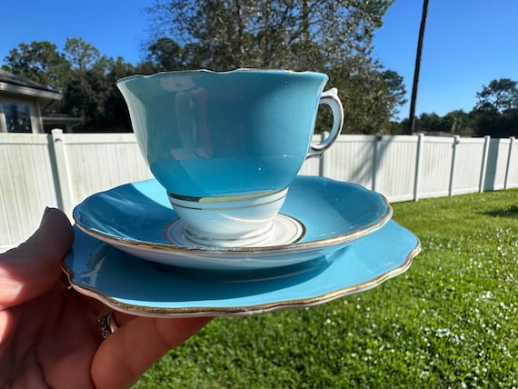 Vintage Baby Blue Colglagh English Teacup Set - Great gift