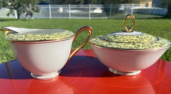 Royal Munich Bavaria Gold and Yellow Creamer and Sugar Bowl