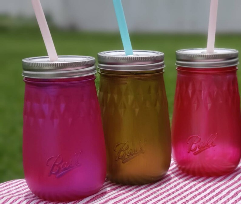 Ball Fluted Mason Jar Tumbler Shimmer Colors 16oz Glass Etsy