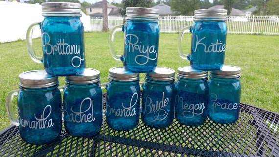 16 oz  Personalized  Handled Glass- Glass with Handle -  Birthday Gift - Personalized Gifts - Wedding Glass