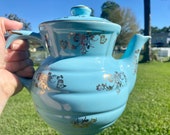 Blue and Gold Enterprise Aluminum and Company Dripolater Tea Pot or Coffee pot - Vintage Teapot