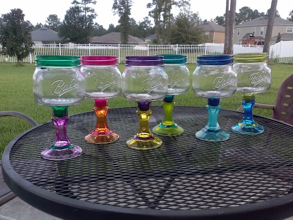 Mason Jar Margarita or Sangria Glass- CHOOSE YOUR COLORS - 16oz Square Elite - - Bachelorette Orders Welcome