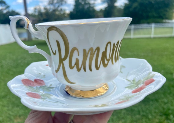 Personalized Tea Cup and Saucer Set - vintage Royal Albert Tea Cup