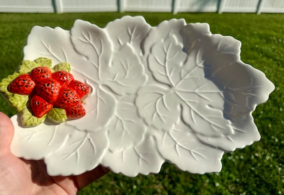 Vintage Strawberry Serving Plate - Fired Pottery