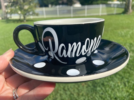 Tea Cup and Saucer Set - Custom Tea Cup- Pink Tea Cup -  Birthday Gift -  Personalized Tea Cup