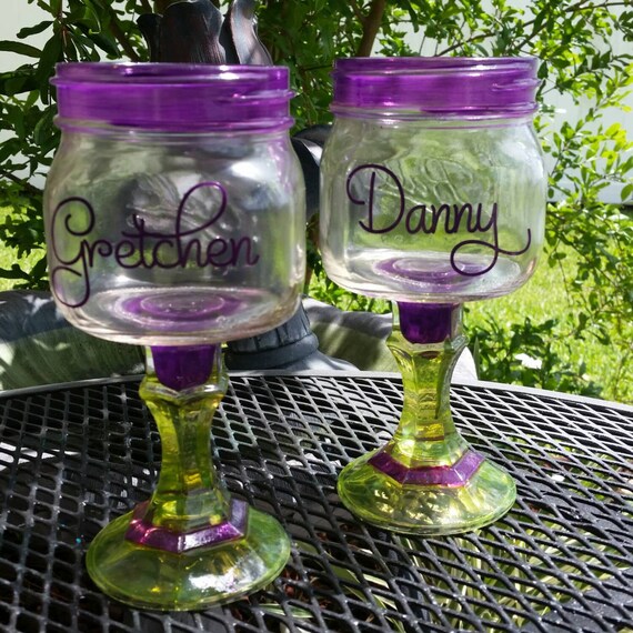 Personalized- Monogramed Margarita Glass   Mason Jar Margarita or Sangria Glass CHOOSE Your Colors - 16oz  - Bachelorette