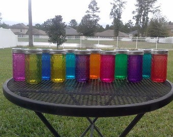 Quilted 12oz Mason Jar Tumblers – Colorful Party Favors