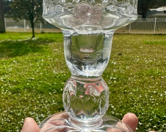 Bougeoirs vintage Hurricane en cristal taillé - Paire de deux