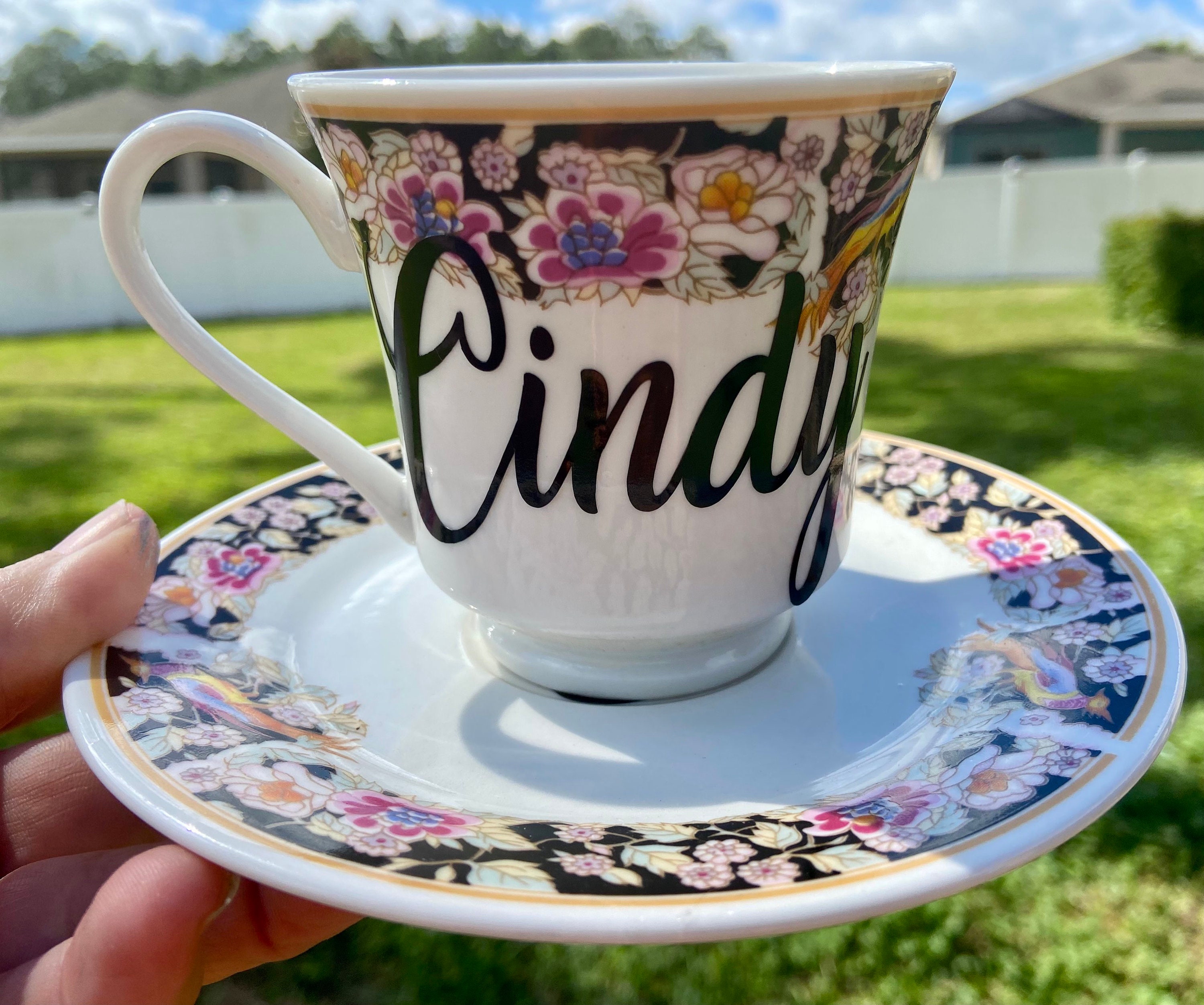 Personalized Tea Cup and Saucer Set One of a Kind Vintage Etsy UK