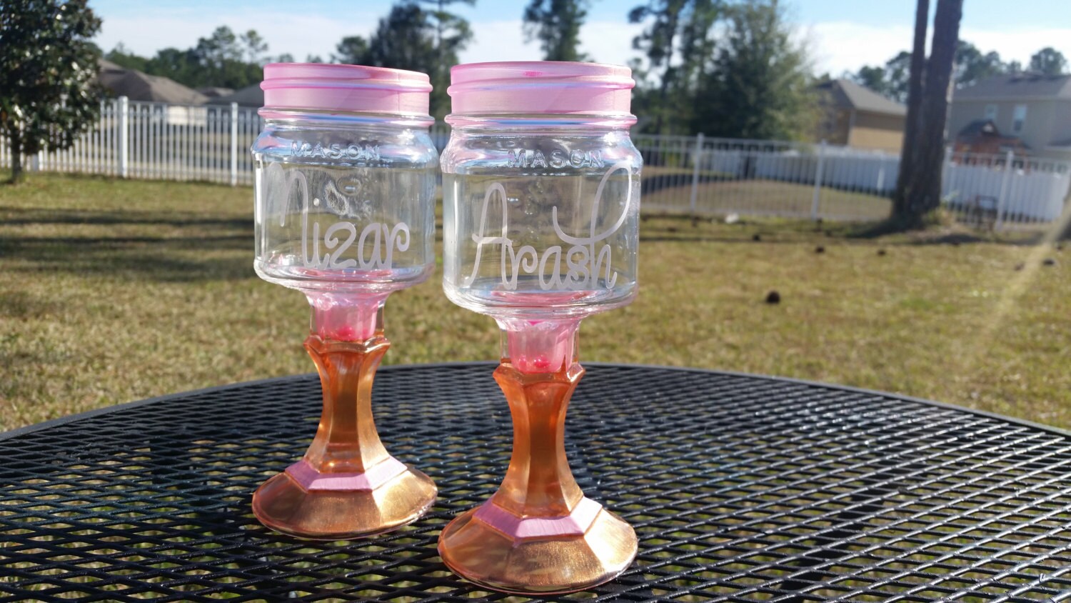 Mason Jar Wine Glass Colored Glass Choose Your Color One Glass