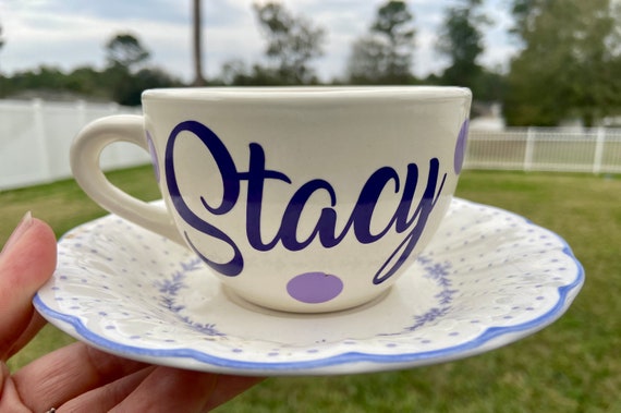 Vintage Personalized Tea Cup and Saucer Set -  choose name -  tea party