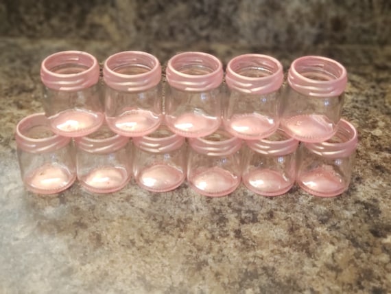Mini Mason Jar Shot Glasses - Set of TEN - CHOOSE COLORS - Shimmer Pink Shot Glasses -Wedding Favors - Bachelorette Party
