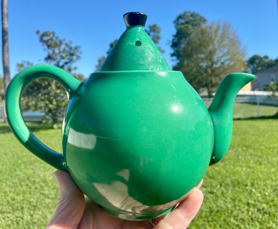 English Tea Pot - 1930s Avco China  Teapot - Green Teapot - Rare Teapot