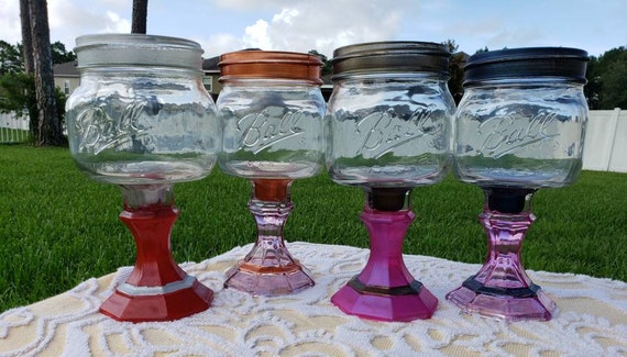 Mason Jar Margarita or Sangria Glass - 16oz Glass - One of a kind gift - Vibrant Glassware
