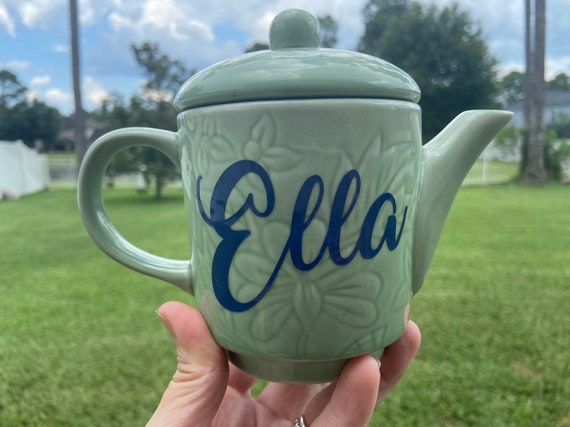 Personalized Tea Cup or Coffee Set  with lid - great gift   Green set