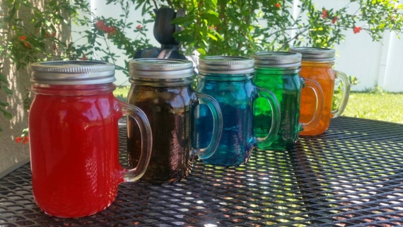16 oz  MASON JAR Sippy Tumbler - Glass with Handle - Choose your Color -  Bachelorette Party - Baby Showers - Weddings Welcome