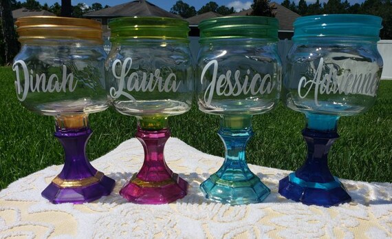 Mason Jar Margarita or Sangria Glass - 16oz Glass - One of a kind gift - Vibrant Glasware - Personalized Glass