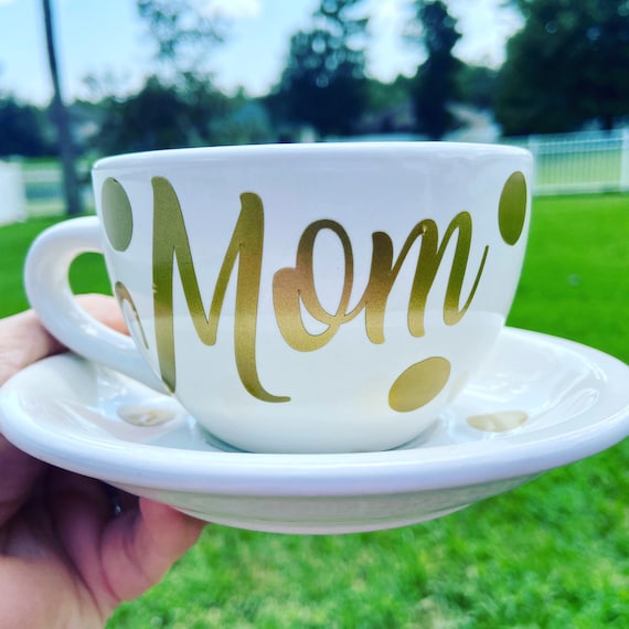 Mom Tea Cup and Saucer Set - Custom Tea Cup- Pink Tea Cup -  Birthday Gift -  Personalized Tea Cup