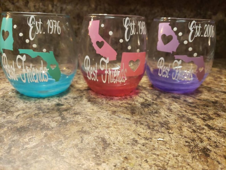 BEST FRIEND Stemless Wine Glass Personalized Wine Glass Etsy
