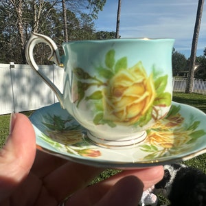 Vintage Royal Albert Yellow Rose - Ombré Blue and Yellow Design