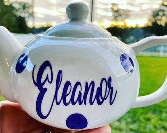 Personalized Tea Pot - Custom Name Polka Dot Design