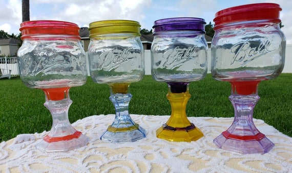 Mason Jar Margarita or Sangria Glass - 16oz Glass - One of a kind gift - Vibrant Glassware