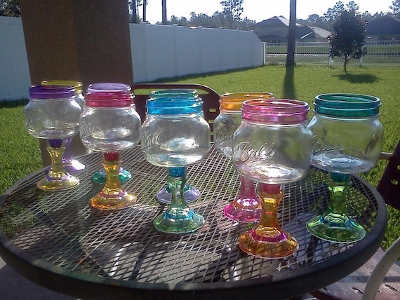 Mason Jar Margarita or Sangria Glass- CHOOSE YOUR COLORS - 16oz Square Elite - - Bachelorette Orders Wedding Party Glasses