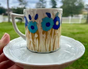 Floral Espresso cup and saucer set - Bone White