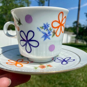 Floral Personalized Tea Cup and Saucer Set - Vintage Tea Cup and Saucer Set