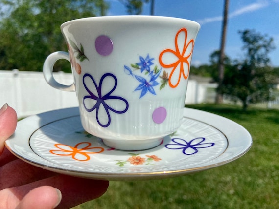 Floral Personalized Tea Cup and Saucer Set - Vintage Tea Cup and Saucer Set