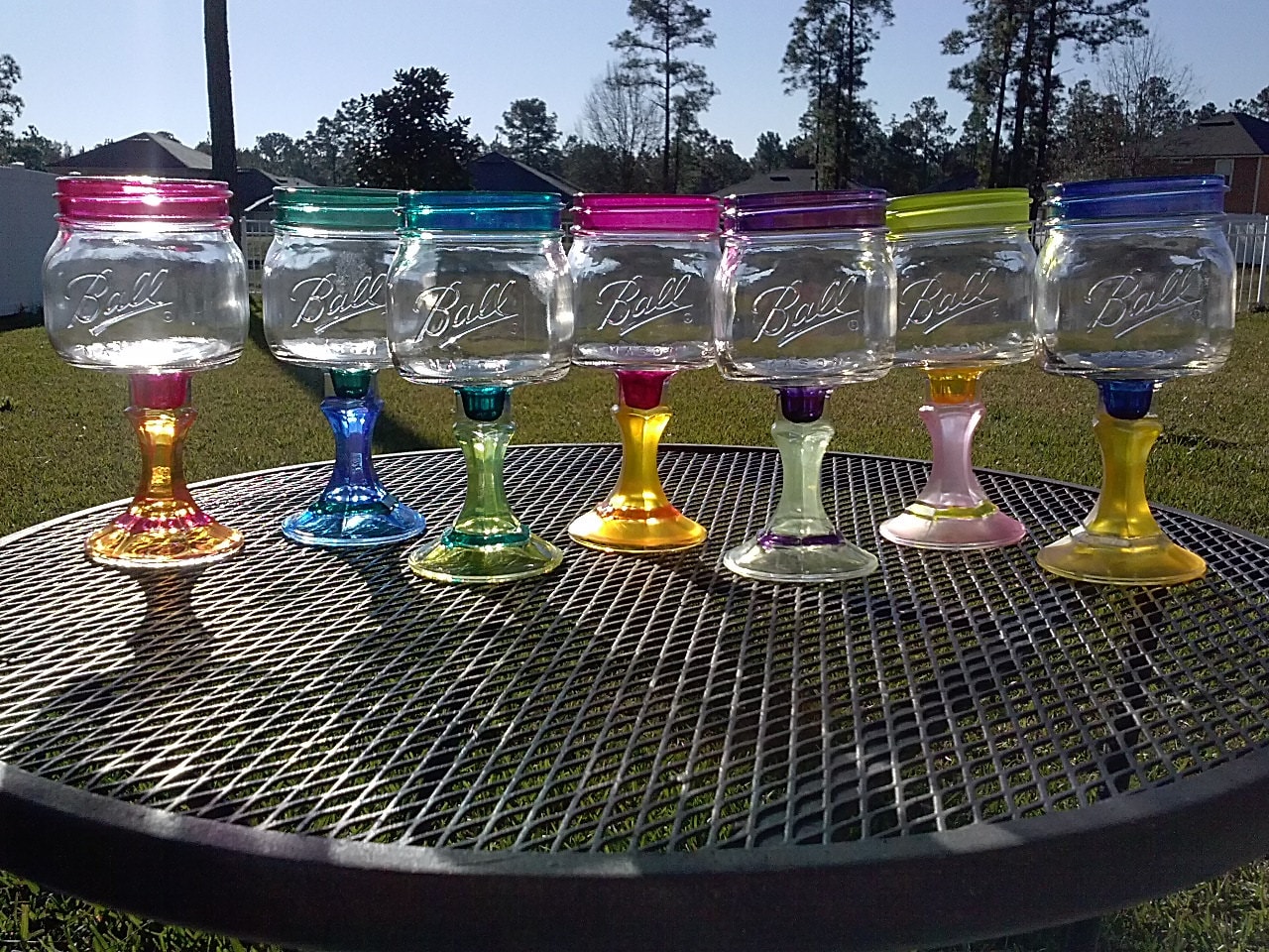 9 Stemmed Ball Mason Jar Wine Glass 12oz Funny Gag Gift Lidded Redneck New