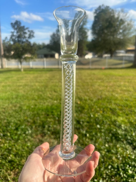 Kosta Boda Twist Clear Glass Candlestick  - Vintage Candlestick.