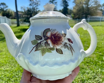 Rose Burk 1981 English Tea Pot with Vintagr Details - great for English Tea Party