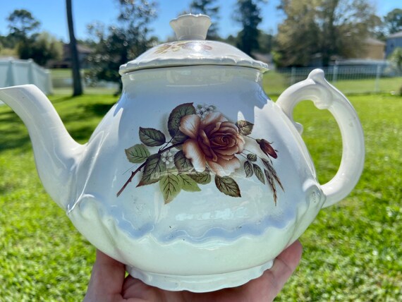 Rose Burk 1981 English Tea Pot with Vintagr Details - great for English Tea Party