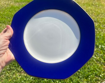 Set of Eight - Cobalt Blue Royal Worcester Origami China Plates