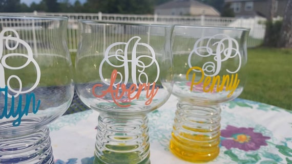 Hard Apple Cider Glass - Personalized  Glass - Monogrammed Gift - Wedding Glass- Bachelorette Party - Choose you color glass - Customized