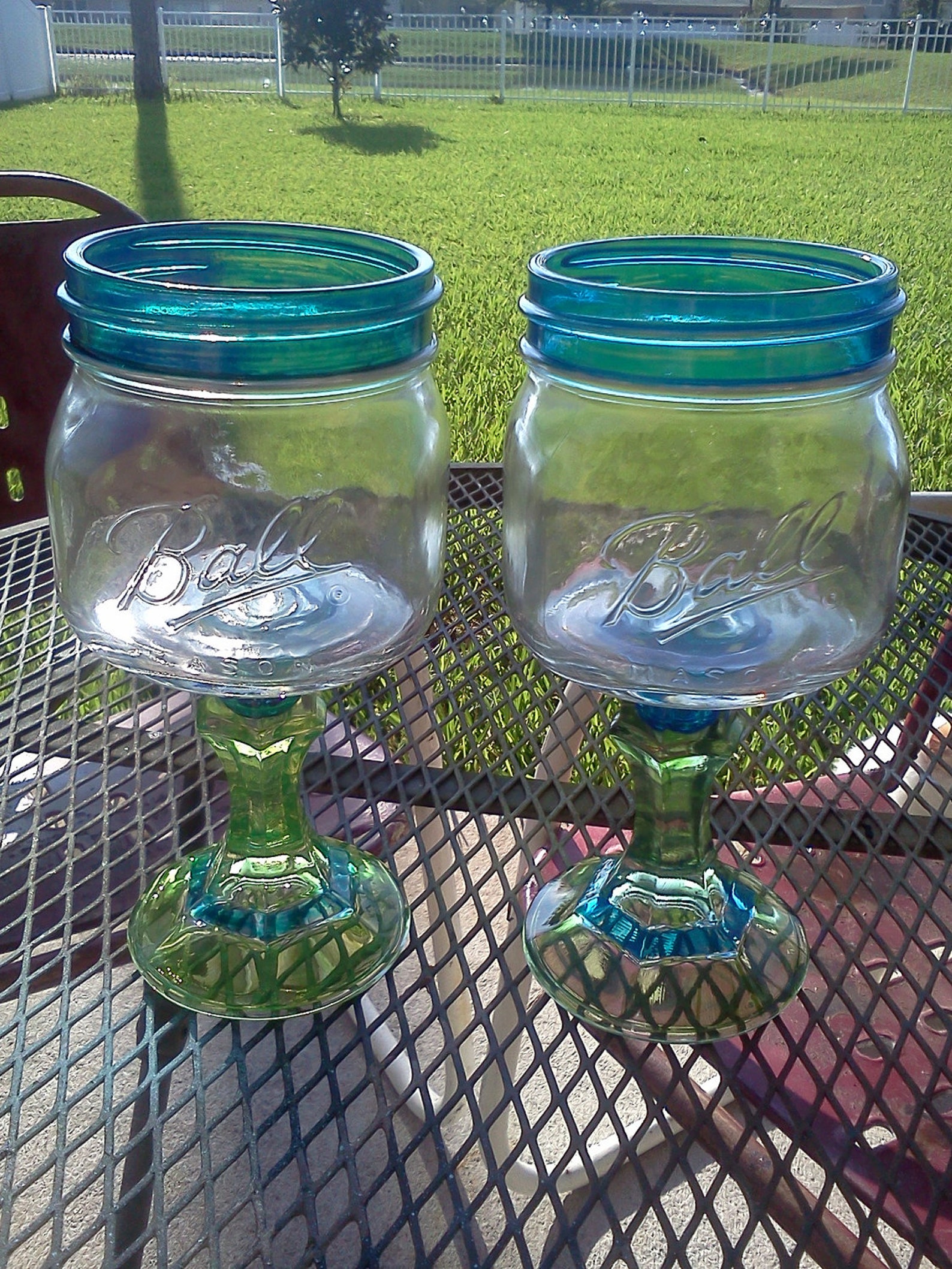 PAIR Ball Mason Jar Margarita or Sangria Glass 16oz Square Etsy
