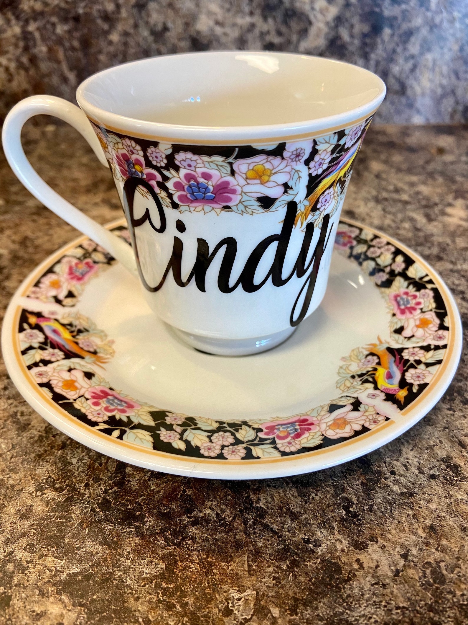Personalized Tea Cup and Saucer Set One of a kind Vintage Etsy