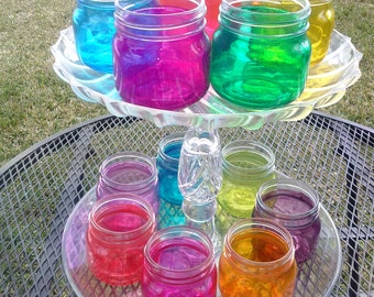 Colored Mason Jar Martini - Wine Glasses - 8oz - Mini Desserts-  Set of 6 - Bachelorette Parties - Wedding - Baby Showers