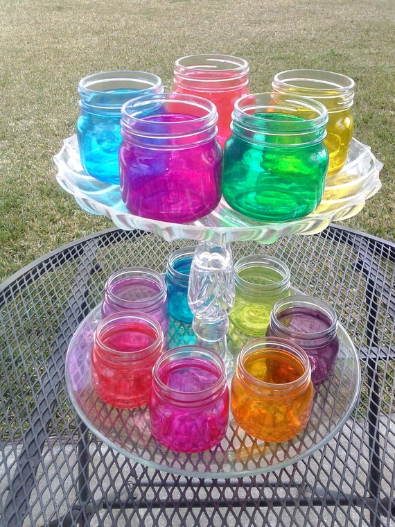 Colored Mason Jar Martini - Wine Glasses - 8oz - Mini Desserts-  Set of 6 - Bachelorette Parties - Wedding - Baby Showers