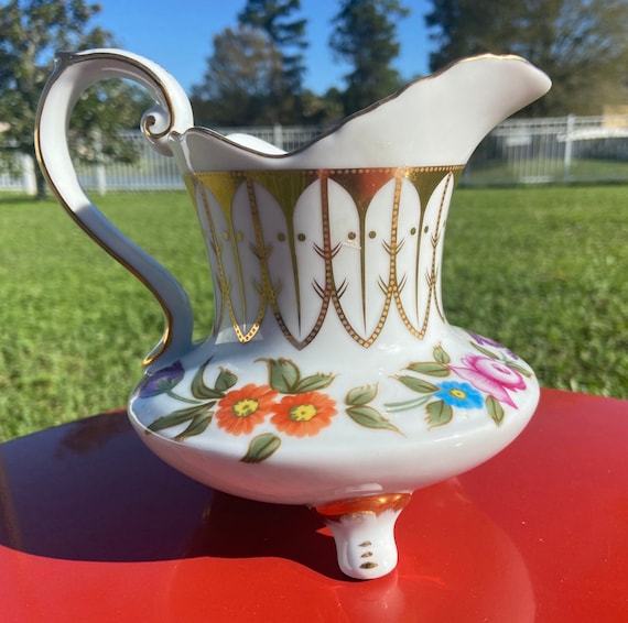 Vintage Royal Danuben Footed Pitcher - Floral three footed pitcher