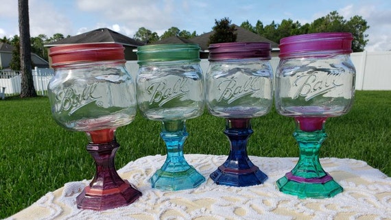 Mason Jar Margarita or Sangria Glass - 16oz Glass - One of a kind gift - Vibrant Glasware
