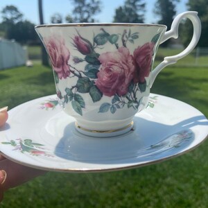 Vintage Rose Tea Cup and Saucer Set -Coffee Cup and Saucer Set.  Rose design