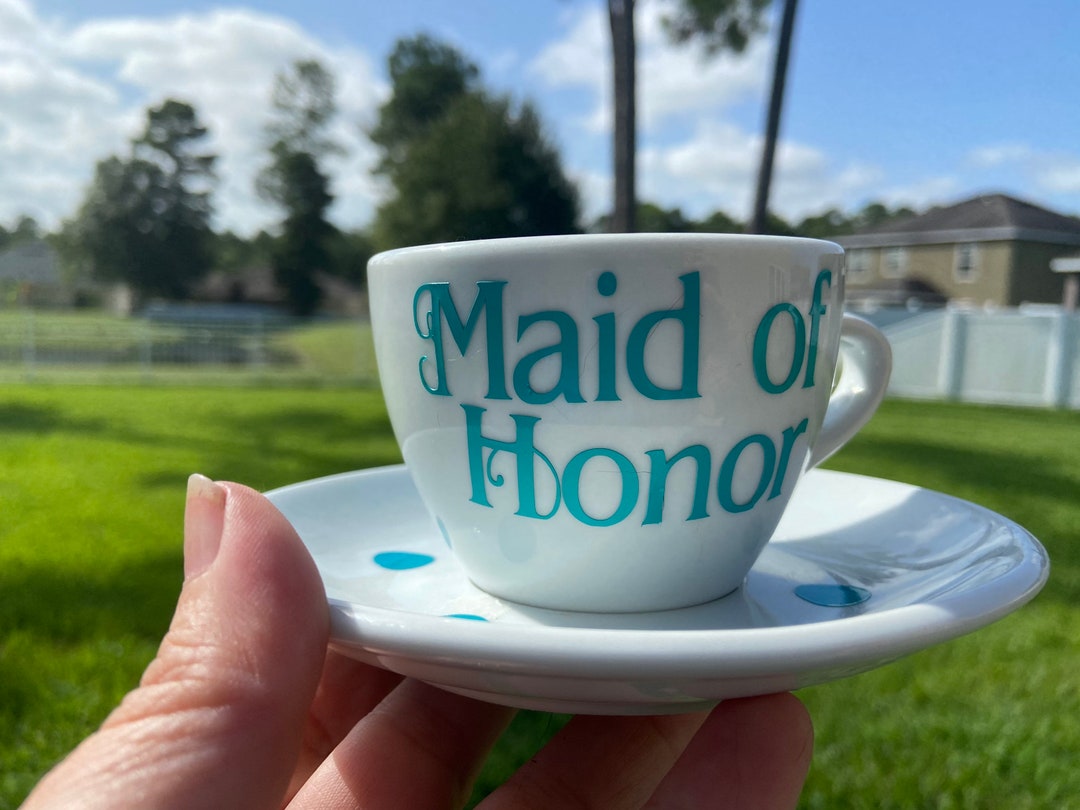 Wedding Party Tea Cup and Saucer Set Custom Tea Cup Pink Tea Cup