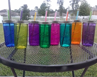 24 Oz Glass Mason Jar Cup, Mason Jar Tumbler, Mason Jar Tumbler Cup, Mason  Jar Straw Cup, Wide Mouth Mason Jar Tumbler Fits in Cupholder, - Etsy