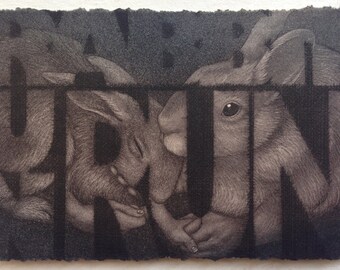 Run Rabbit Run - original intaglio print by Carrie Lingscheit