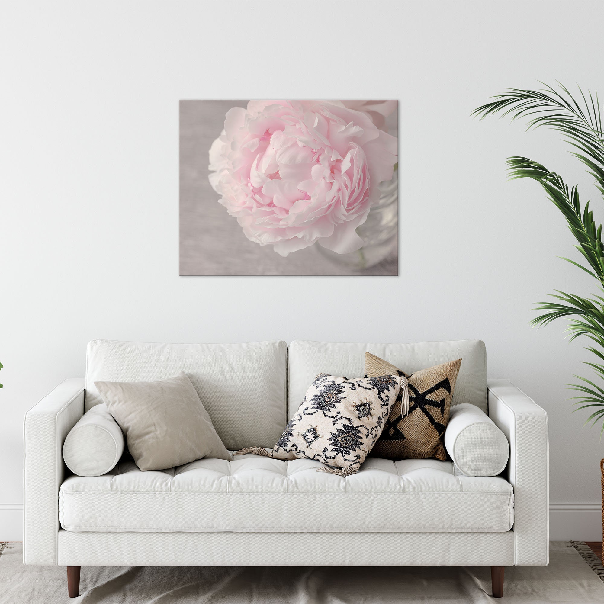 Pale Pastel Pink Peony Flower Wall Art Print Flower Etsy