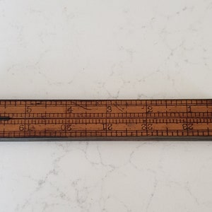 Chapin No.11 folding wood and brass 24 inch ruler, Vintage USA
